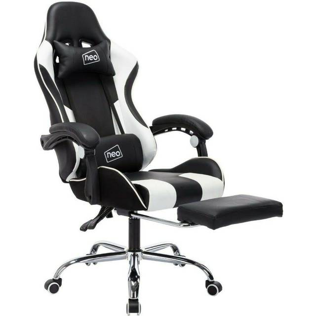 GTB Gaming Chair with Massage & Footrest - White - One Size