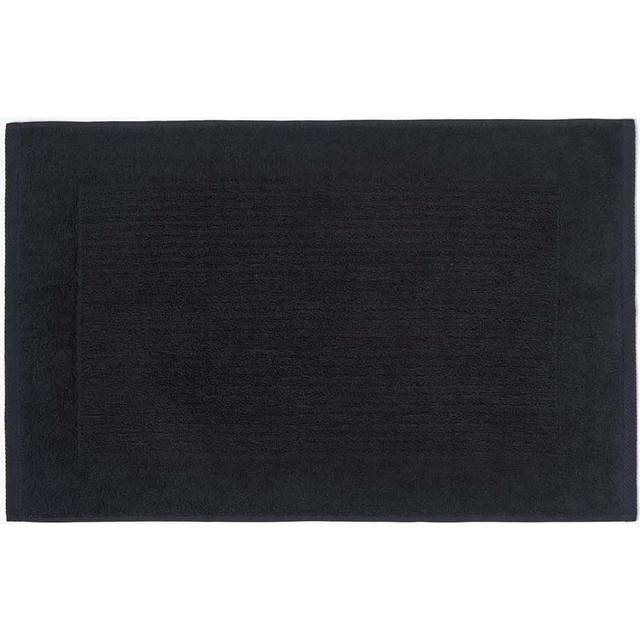 Homescapes Black Imperial Subtle Stripe Turkish Cotton Bath Mat, 50 x 80 cm, Machine Washable, Super Absorbent, Luxuriously Soft, Non-Slip Reverse