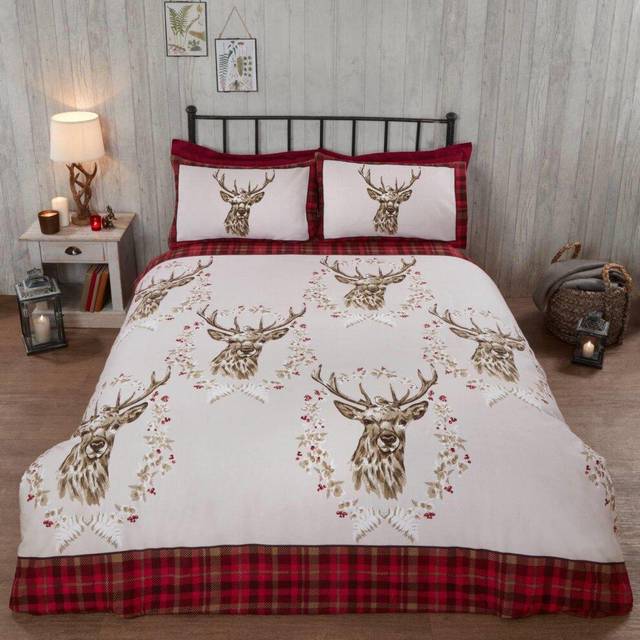 Rapport Home Furnishings Rapport Home New Angus Stag Duvet Set Red Single, Red
