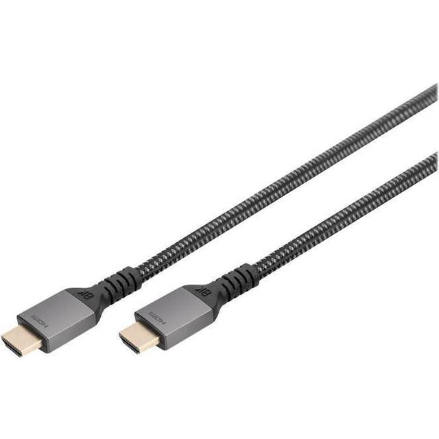 DIGITUS HDMI 2.1 anslutningskabel - UHD-II - 8k/60Hz - guldpläterade kontakter - flätad kabel - 1m - svart/silver