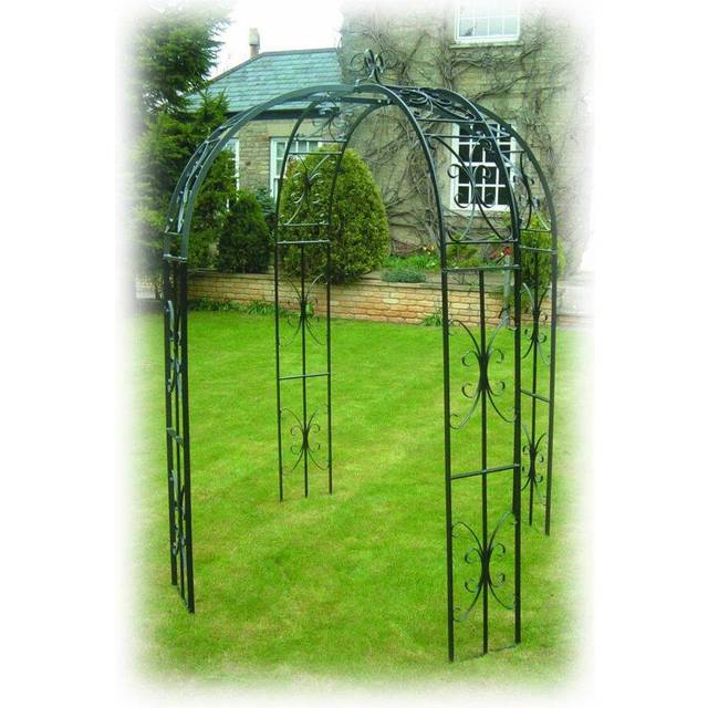 Buckingham 4 Way Gazebo (Inc Ground Spikes) Garden Feature - Solid Steel - L167.6 x W167.6 x H238.8 cm - Black