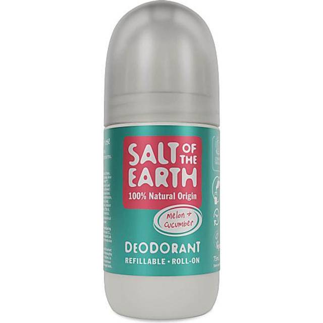 Natural Deodorant Roll On by Salt of the Earth, Melon & Cucumber - Refillable, Vegan, Long Lasting Protection, Leaping Bunny Approved, Made in the UK - 75ml