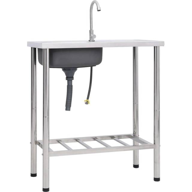Camping Sink Single Basin with Tap Stainless Steel Vidaxl