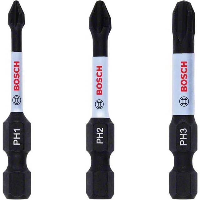 Bosch 3 Piece Impact Control Torsion Phillips Screwdriver Bits Assorted Phillips 50mm Pack of 3