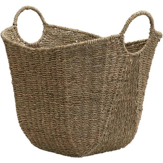 Household Essentials Natural Brown Wicker Storage Basket with Handles Large Seagrass