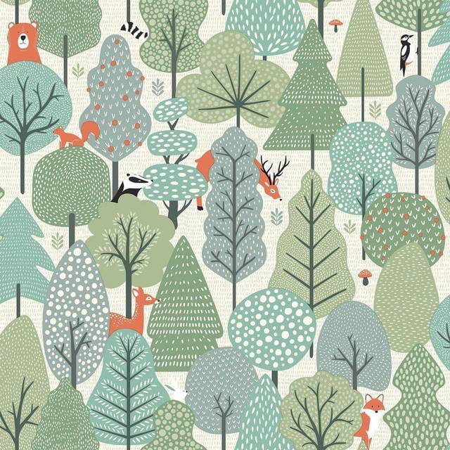 Muriva Wild Wood Green Wallpaper - 53 x 7 x 7cm