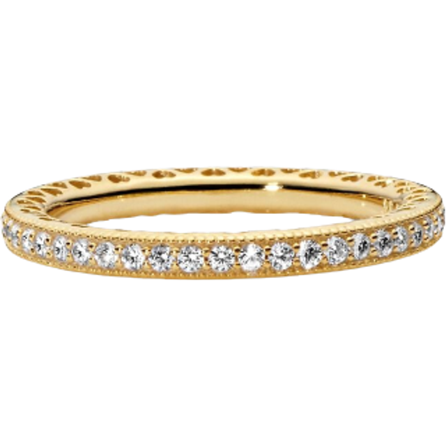 Pandora Sparkle & Hearts Ring - 14k gold plating / Cubic zirconia - Sz. 62 - Clear
