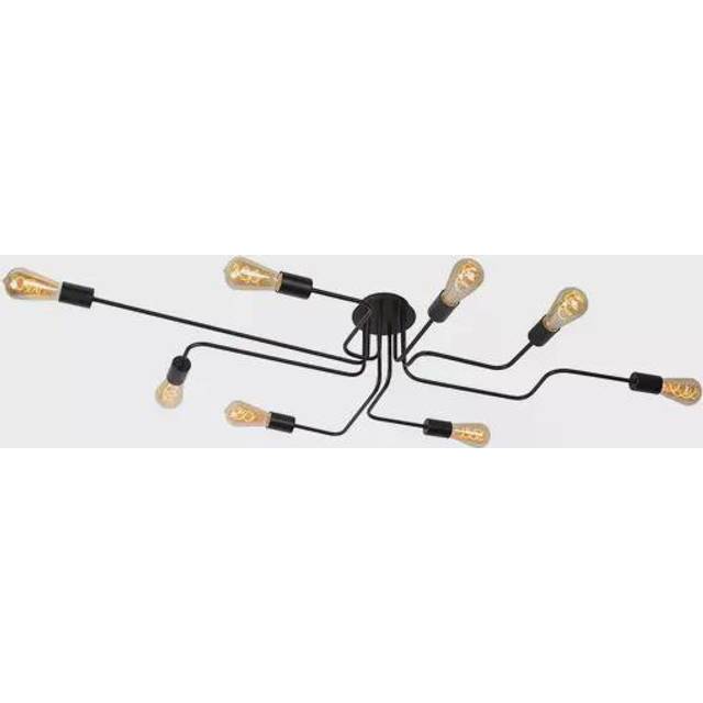 Lucide Lester 8 Arm Semi-Flush Ceiling Light - Black