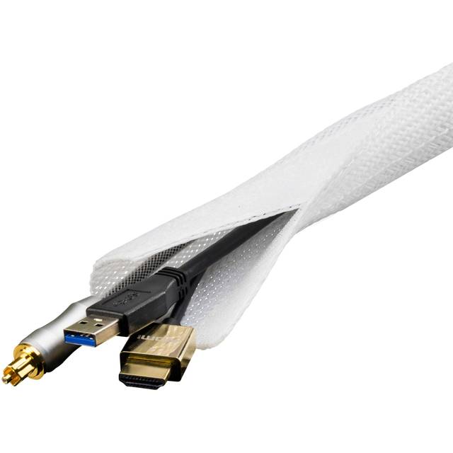 DELTACO Kabelsorteringsstrumpa i nylon med Kardborrband, 3m - Vit