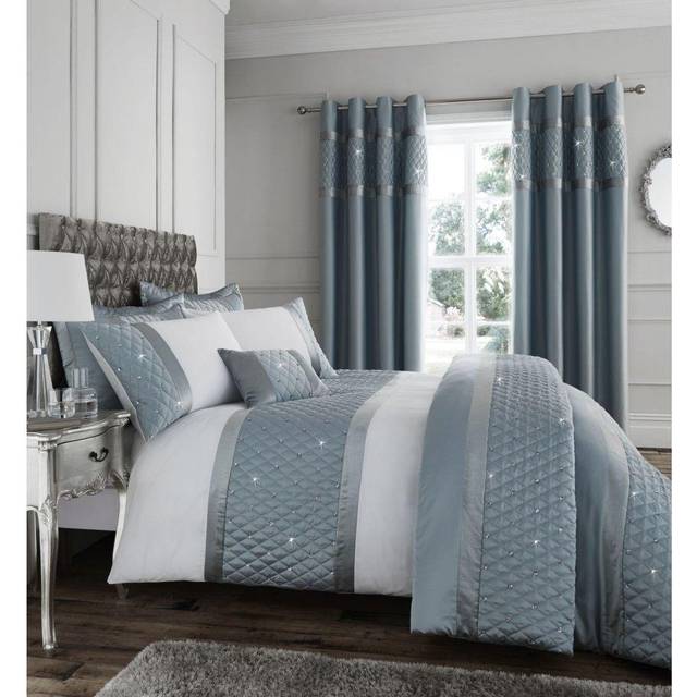 Sequin Cluster Duvet Cover Set with Pillowcases - Duck Egg (Double - 2 Standard Pillowcases)