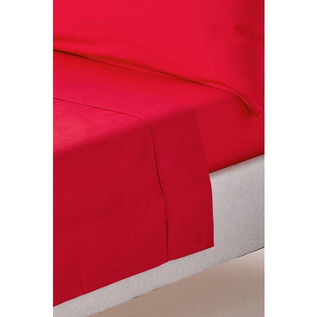 Homescapes 100% Egyptian Cotton 200 TC Super King Flat Sheet, Red, OEKO-TEX Certified, Machine Washable, Hypoallergenic