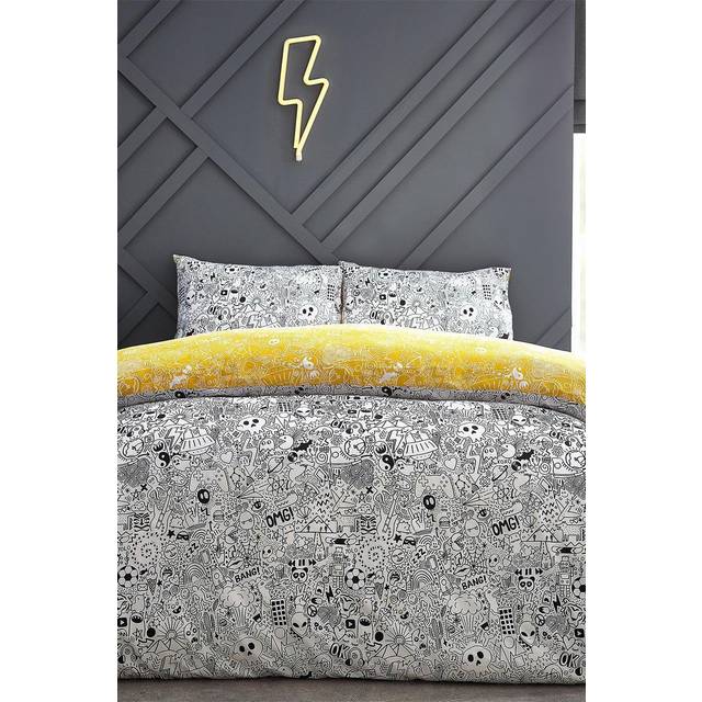 Style Lab Single Multicolour Doodles Duvet Cover Set - 200 x 137 x 1cm