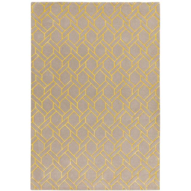 Nexus Fine Lines Silver Yellow 120cm x 170cm Rectangle - Grey and Yellow