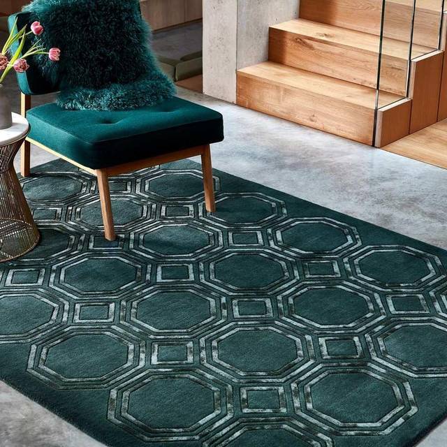 Nexus Octagon Petrol Rug 200x290cm - Green (*)