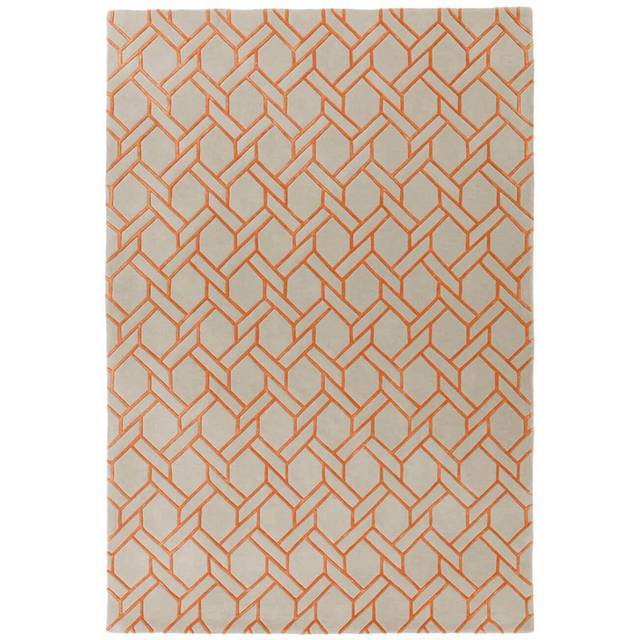 Nexus Fine Lines Silver Orange 120cm x 170cm Rectangle - Grey and Orange
