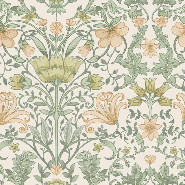 Holden Vintage Floral Cream Ochre Vintage Retro Style Art Nouveau Wallpaper