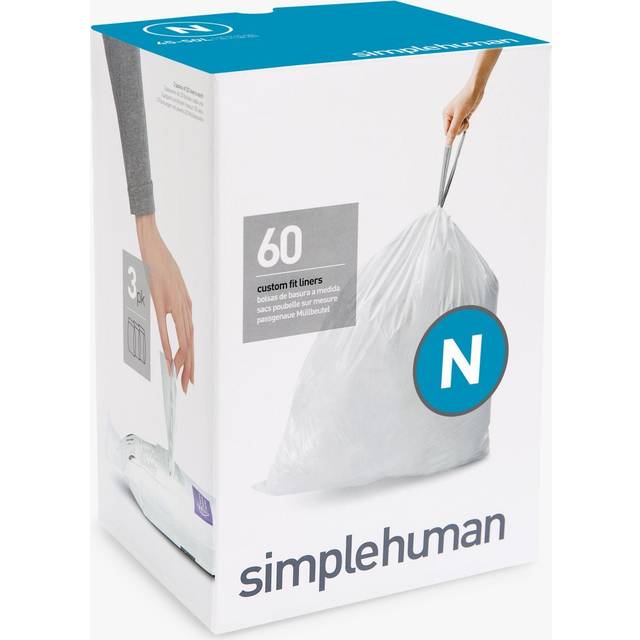 Simplehuman cw0262 code n custom fit liner bulk pack, white plastic (3 pack