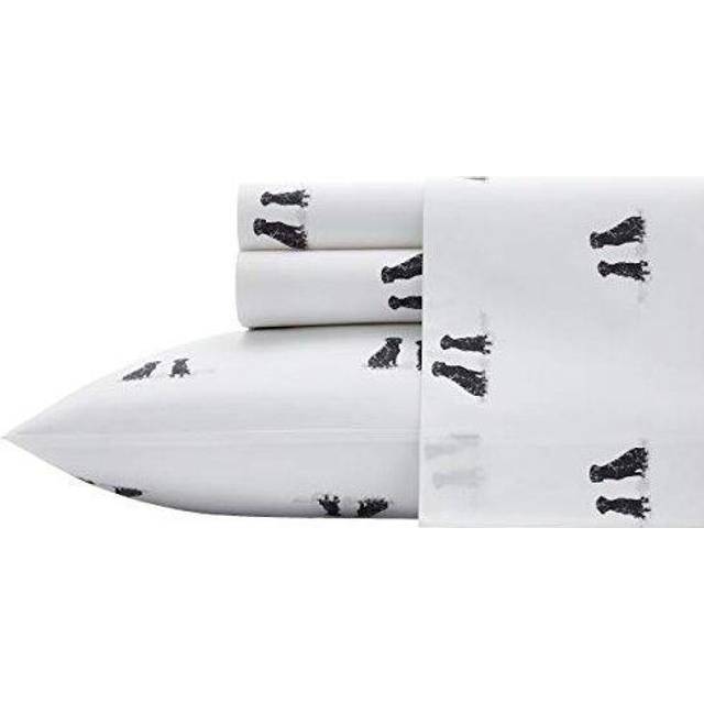 Eddie Bauer Home Sheets Cotton Percale Bedding Set  Crisp & Cool  Stylish Home Decor 4pcs  King  Labrador Fields White/Grey