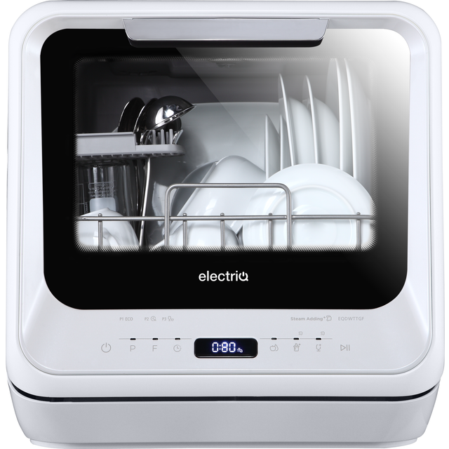 electriQ Mini Table Top Portable Dishwasher | White | 2 Place Settings