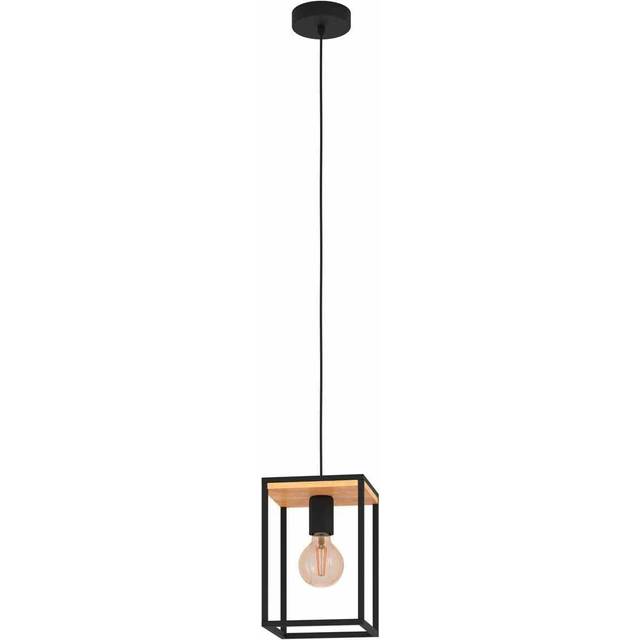 EGLO Libertad Caged Black Wooden Pendant Light - 18.0 x 18.0 x 110.0cm