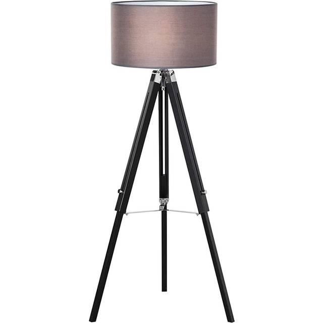 HOMCOM Height Adjustable Tripod Base Floor Lamp with Wood Leg