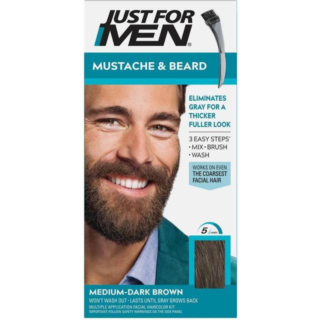 JUST FOR MEN MUSTACHE & BEARD BRUSH-IN COLOUR GEL (Medium-Dark Brown)