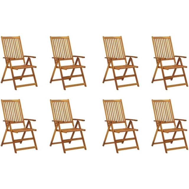 vidaXL Folding Garden Chairs 8 pcs Solid Acacia Wood - Brown