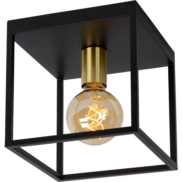 Lucide Ruben Flush Ceiling Light - Black & Gold
