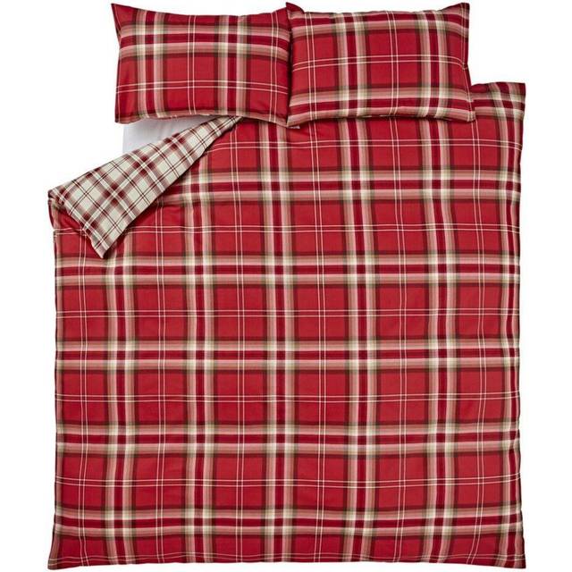 Kelso Reversible Duvet Cover Set with Pillowcases - Red (Double - 2 Standard Pillowcases)