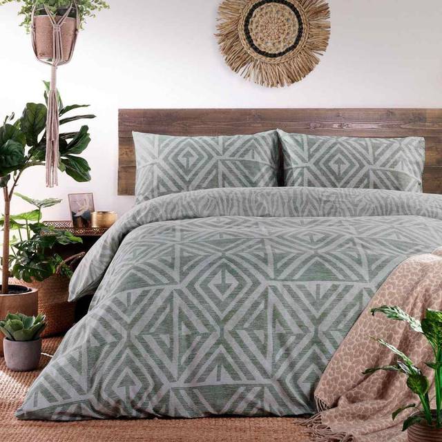 furn. Tanza Double Desert Sage Duvet Set - Green