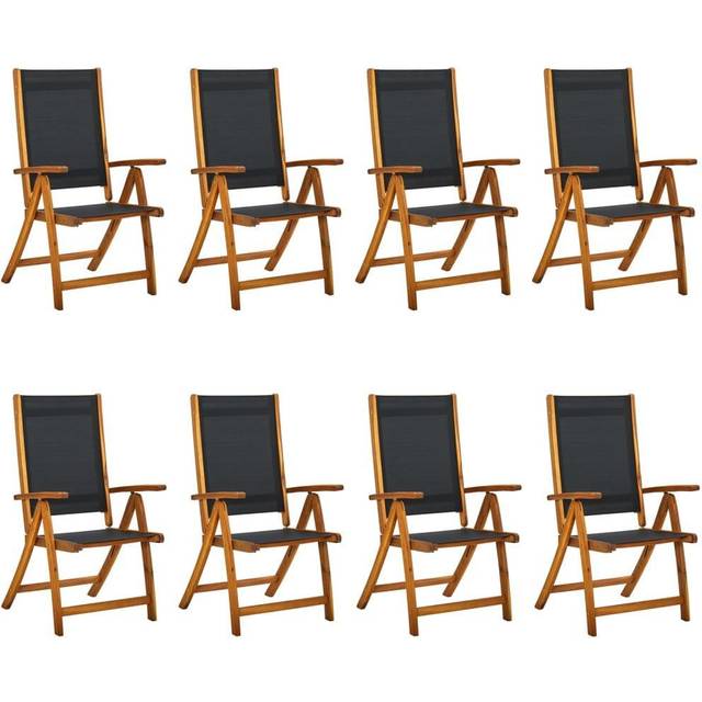 vidaXL Folding Garden Chairs 8 pcs Solid Wood Acacia and Textilene - Brown