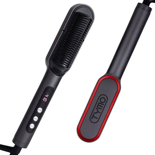 TYMO Ring Plus Ionic Hair Straightener Comb - Hair Straightening Brush & Iron with Nano Titanium Coating for Even Heat, 9 Temperature Settings &