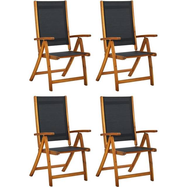 vidaXL Folding Garden Chairs 4 pcs Solid Wood Acacia and Textilene - Brown