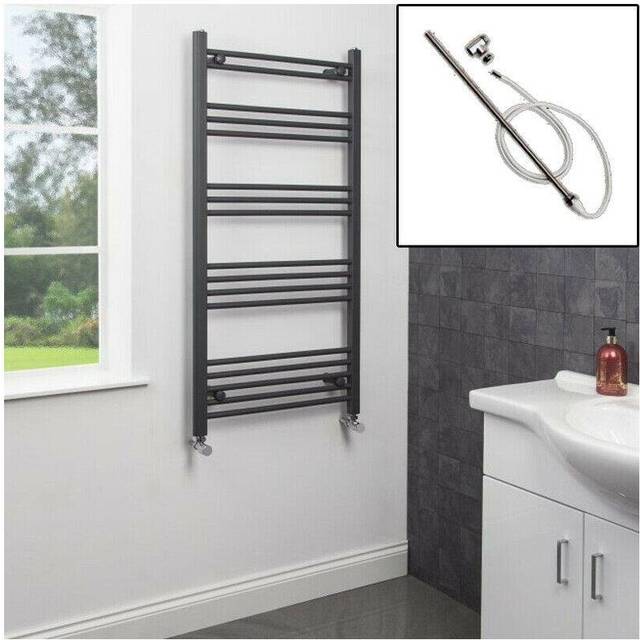 DuraTherm Dual Fuel Anthracite Heated Towel Radiator 1200 x 600mm Flat Manual