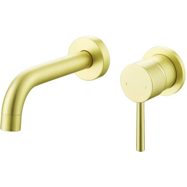 Brushed Brass Wall Mounted Basin Mixer Tap - Arissa