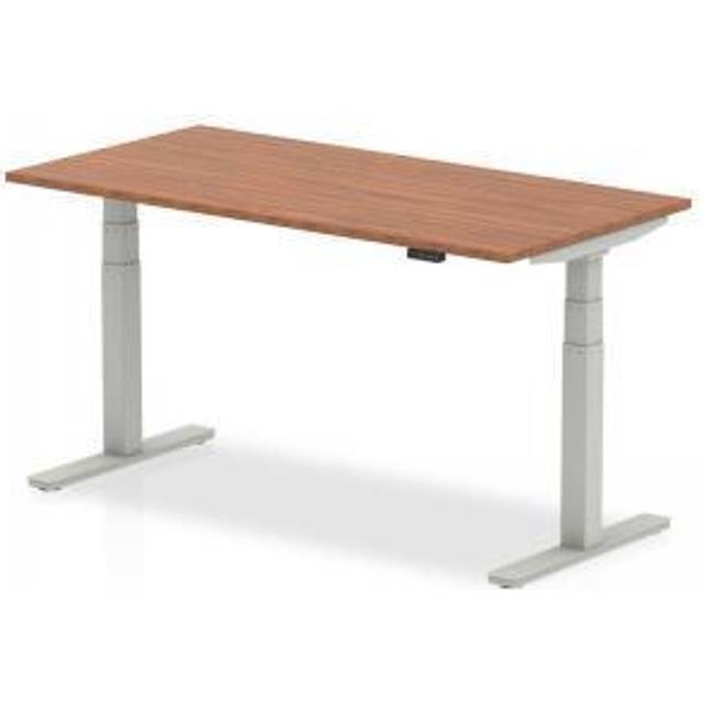 Air 1600/800 Walnut Height Adjustable Desk With Silver Legs - HA01007