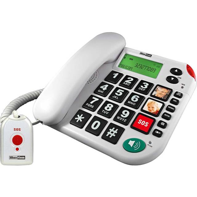 Maxcom Large Button Phone with Dual Caller ID & Photo Memory - White