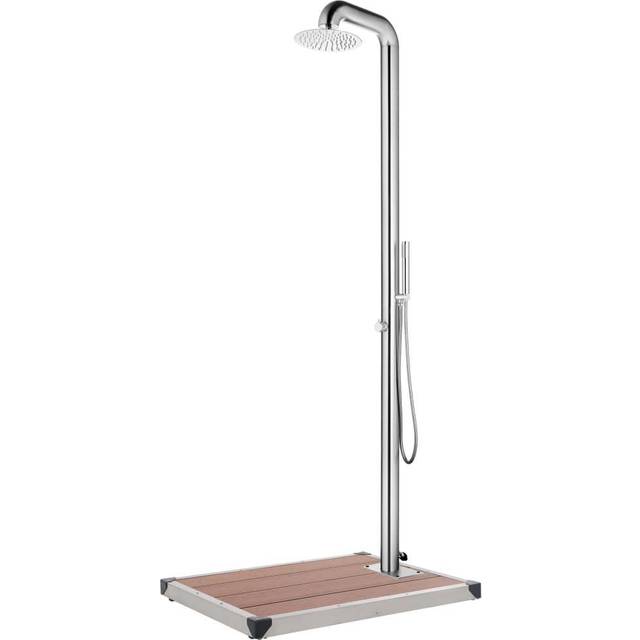 vidaXL Garden Shower with Brown Base 230 cm Stainless Steel - brown