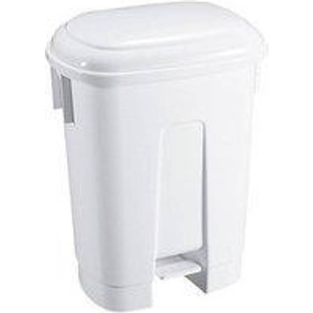 60L White Plastic Pedal Bin - White Lid