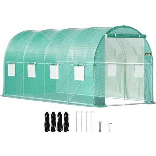 VEVOR Foliengew&#xE4;chshaus 4,6x2,1x2,1m Bogendach Gew&#xE4;chshaus Verzinkter Stahlrahmen PE Abdeckung Fr&#xFC;hbeet Treibhaus Wasserdicht UV-Best&#xE4;ndig Gr&#xFC;n Mobiler Folientunnel Ideal f&#xFC;r Anbau von Gem&#xFC;se Blumen