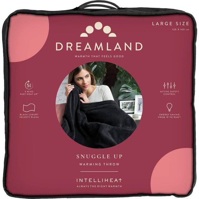 Dreamland 16769 Intelliheat Luxury Heated Black Throw