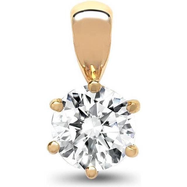 Jewelco London Ladies Solid 18ct Yellow Gold 6 Claw Set Round G SI1 0.1ct Diamond Solitaire Charm Pendant - 18P001-010