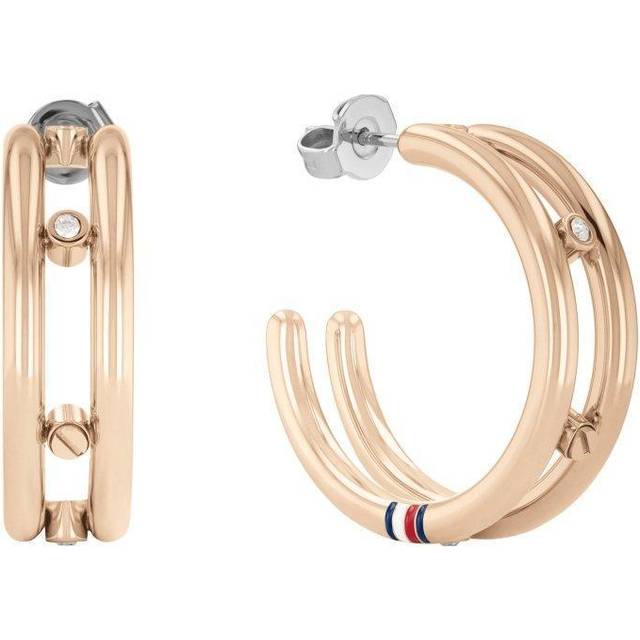Tommy Hilfiger Yellow Gold Tone Crystal Hoops