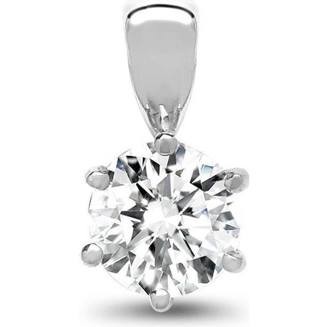 Jewelco London Ladies Solid 18ct White Gold 6 Claw Set Round G SI1 0.1ct Diamond Solitaire Charm Pendant - 18P007-010