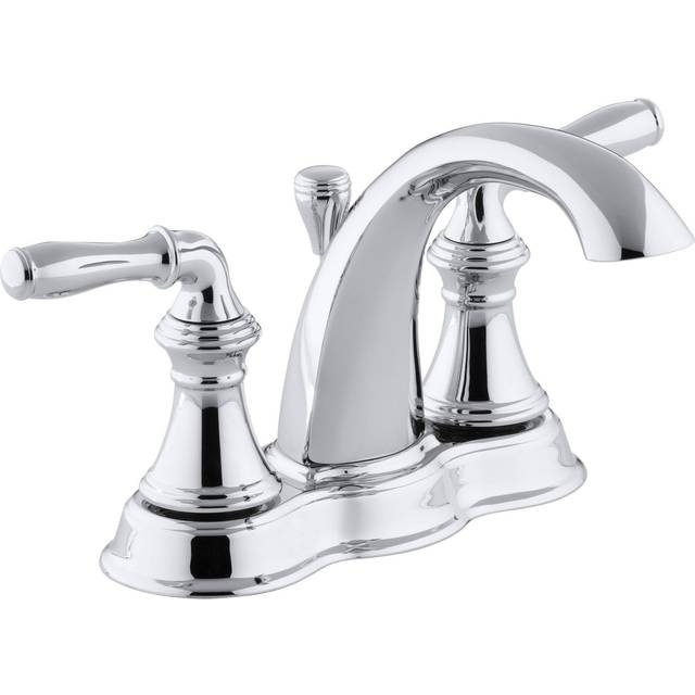 KOHLER 393N4CP Devonshire Centerset 4 inch Bathroom Faucet with PopUp Drain Assembly  2Handle Bathroom Sink Faucet  12 gpm