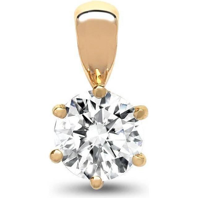 Jewelco London Ladies Solid 18ct Yellow Gold 6 Claw Set Round G SI1 0.2ct Diamond Solitaire Charm Pendant - 18P001-020