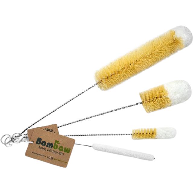 Bottle Brush set | 4 Cleaning Brushes | Bottle Cleaner Set | Water Bottle Brush |Tube Brush | Wire Bottle Brush |Straw Brush | Glass Brush - Soft Cott