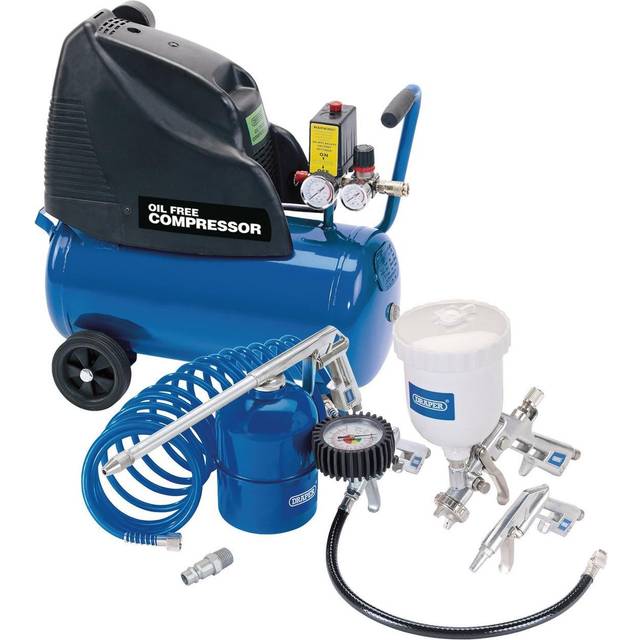 Draper Direct Drive Oil Free Air Compressor, 24L & Air Tool Kit