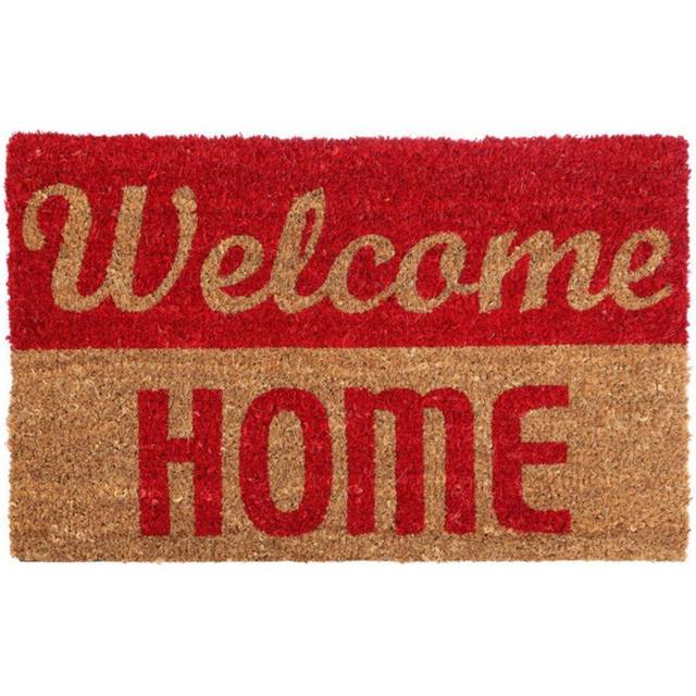 Welcome Home Doormat, PVC Backed Coir, Red/Natural