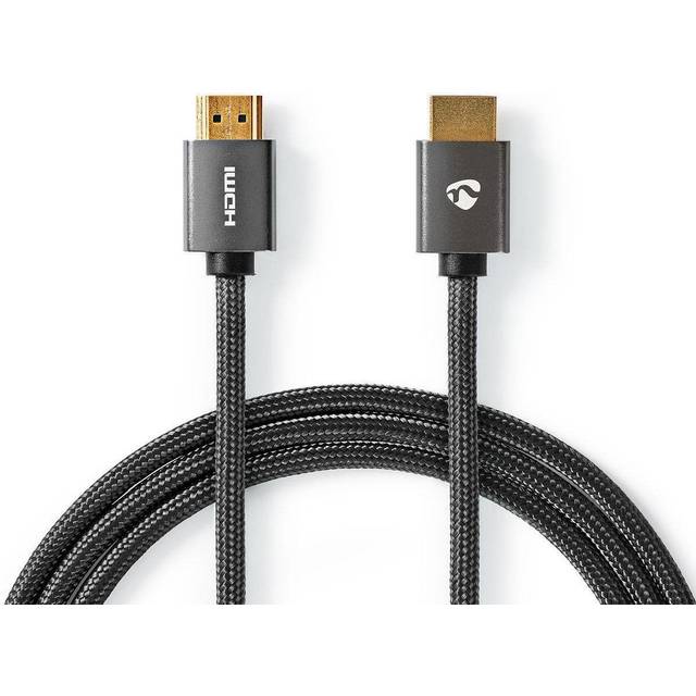 Nedis CVT-B34, HDMI-kabel med Ethernet & 4K metallgrå 2 meter